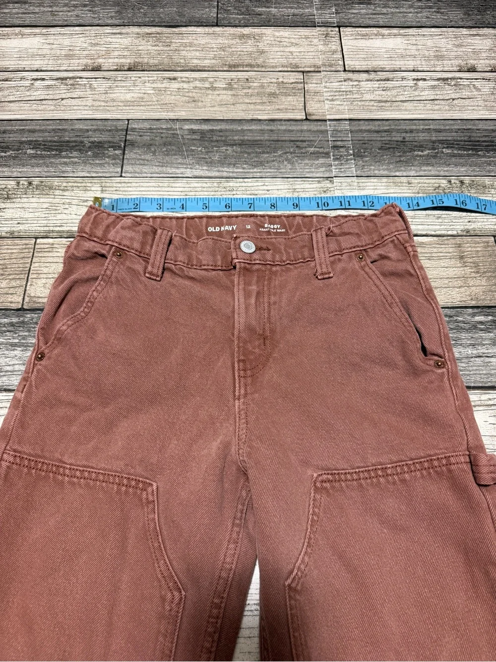 Old Navy Baggy Jeans Girls Size 12 (Inseam 25.5) Adjustable Waist Carpenter